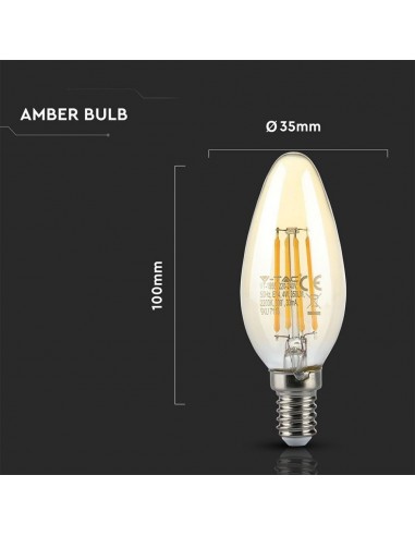 7113-Lampadina LED E  Candela Filamento Ambrato -3