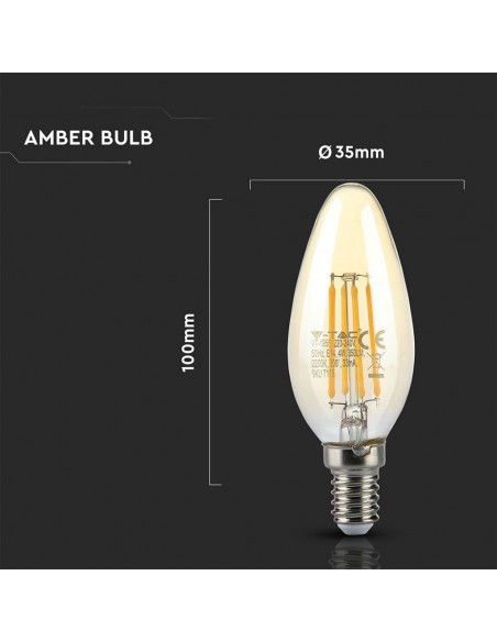 7113-Lampadina LED E  Candela Filamento Ambrato -3