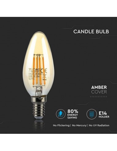 7113-Lampadina LED E  Candela Filamento Ambrato -5