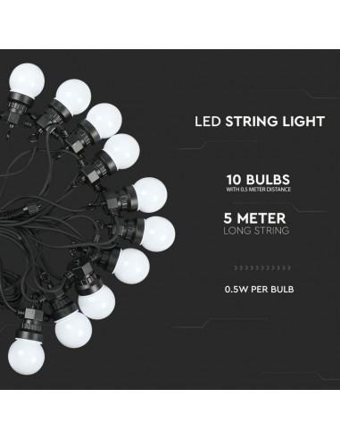 7435-Catenaria m con  Lampadine mini Globo LED  RGBGiallo con Schuko e Trasformatore IP-5