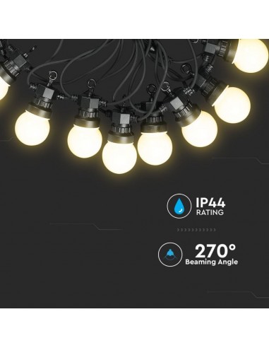 7435-Catenaria m con  Lampadine mini Globo LED  RGBGiallo con Schuko e Trasformatore IP-6