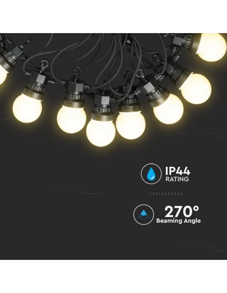 7435-Catenaria m con  Lampadine mini Globo LED  RGBGiallo con Schuko e Trasformatore IP-6