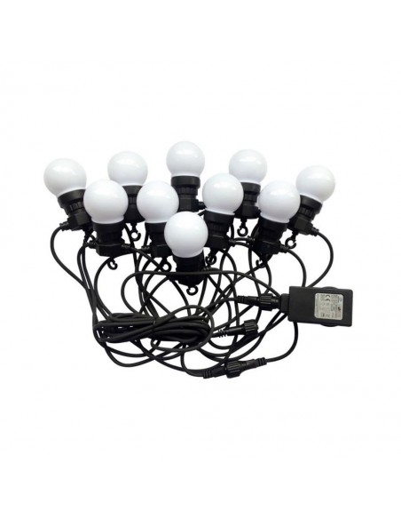 7437-Catenaria m con  Lampadine mini Globo LED  Colore Bianco con Schuko e Trasformatore  IP-1