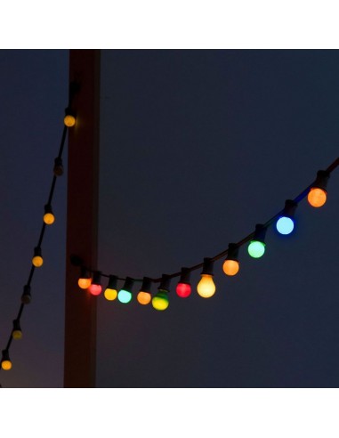 7438-Catenaria m con  Lampadine mini Globo LED  RGB con Schuko e Trasformatore IP-4