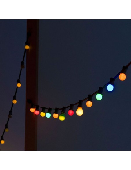 7438-Catenaria m con  Lampadine mini Globo LED  RGB con Schuko e Trasformatore IP-4