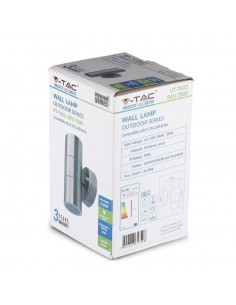 7500-Portafaretto LED Doppio da Muro Rotondo xGU e GU MR Colore Grigio IP-1 2