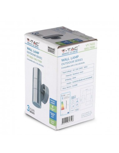 7500-Portafaretto LED Doppio da Muro Rotondo xGU e GU MR Colore Grigio IP-2