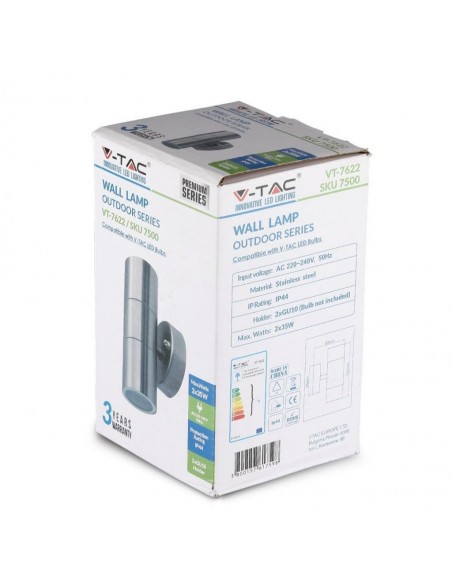 7500-Portafaretto LED Doppio da Muro Rotondo xGU e GU MR Colore Grigio IP-2