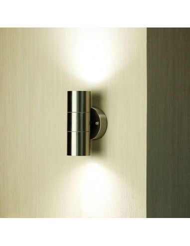 7500-Portafaretto LED Doppio da Muro Rotondo xGU e GU MR Colore Grigio IP-4