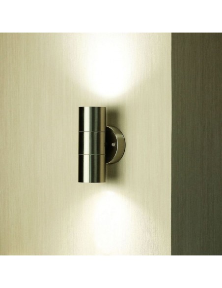 7500-Portafaretto LED Doppio da Muro Rotondo xGU e GU MR Colore Grigio IP-4