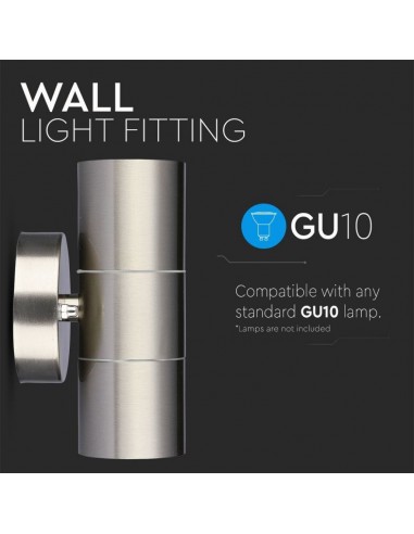 7500-Portafaretto LED Doppio da Muro Rotondo xGU e GU MR Colore Grigio IP-5