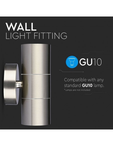 7500-Portafaretto LED Doppio da Muro Rotondo xGU e GU MR Colore Grigio IP-5