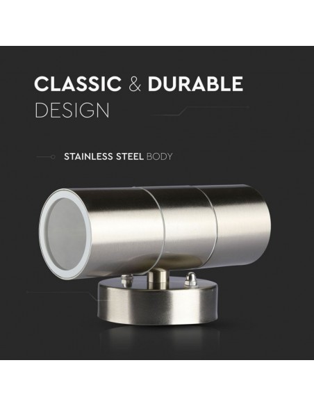 7500-Portafaretto LED Doppio da Muro Rotondo xGU e GU MR Colore Grigio IP-7