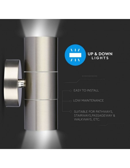 Portafaretto LED Doppio da Muro Rotondo 2*GU10 e GU5.3 (MR16) Grigio IP44