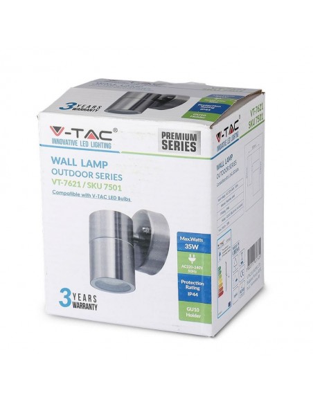 7501-Portafaretto LED da Muro Rotondo GU Max  Colore Metallico IP-2