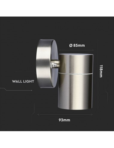 7501-Portafaretto LED da Muro Rotondo GU Max  Colore Metallico IP-3