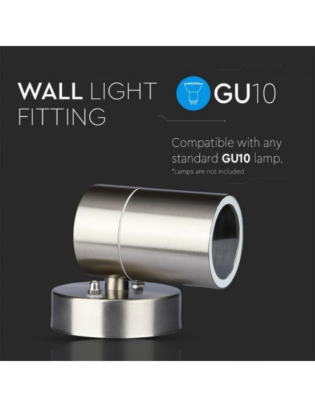 7501-Portafaretto LED da Muro Rotondo GU Max  Colore Metallico IP-5