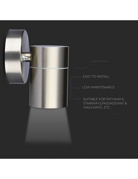 Portafaretto LED da Muro Rotondo GU10 (Max 35W) Metallico IP44