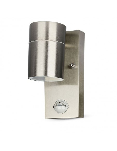 7502-Portafaretto LED da Muro GU Max  con Sensore PIR Colore Metallico IP-1