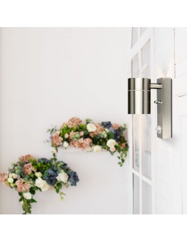 7502-Portafaretto LED da Muro GU Max  con Sensore PIR Colore Metallico IP-4
