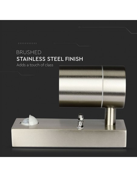 Portafaretto LED da Muro GU10 (Max 35W) con Sensore PIR Metallico IP44