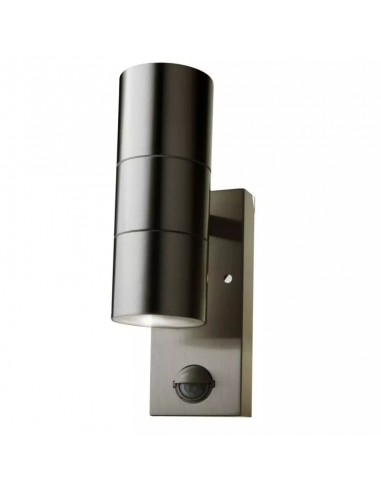 7503-Portafaretto LED Doppio da Muro xGU e GU MR in Acciaio Inox con Sensore PIR IP-4