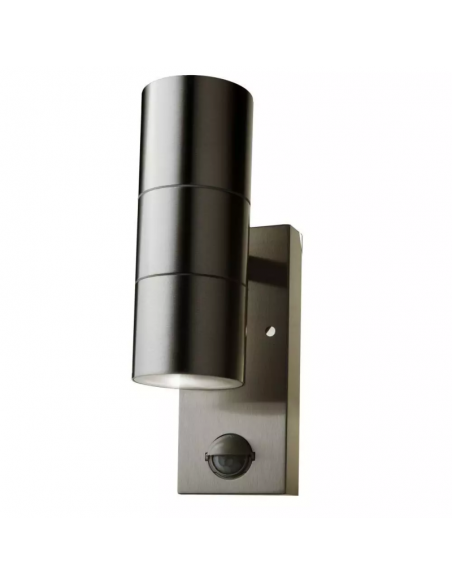 7503-Portafaretto LED Doppio da Muro xGU e GU MR in Acciaio Inox con Sensore PIR IP-4