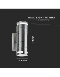 7504-Portafaretto LED Doppio da Muro xGU e GU MR in Acciaio Inox IP-1 2