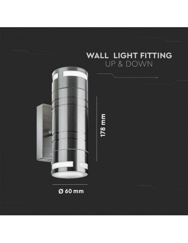 7504-Portafaretto LED Doppio da Muro xGU e GU MR in Acciaio Inox IP-2