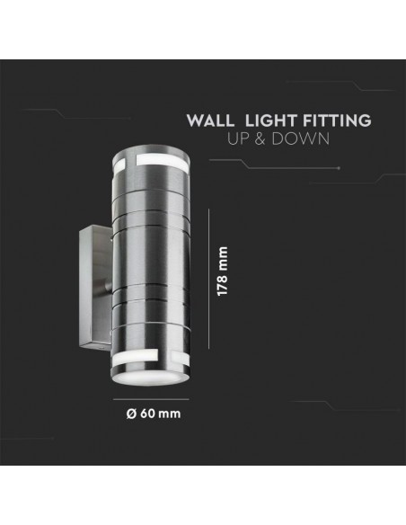 7504-Portafaretto LED Doppio da Muro xGU e GU MR in Acciaio Inox IP-2