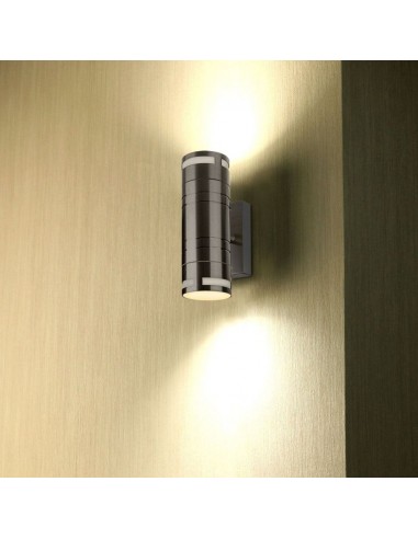 7504-Portafaretto LED Doppio da Muro xGU e GU MR in Acciaio Inox IP-3