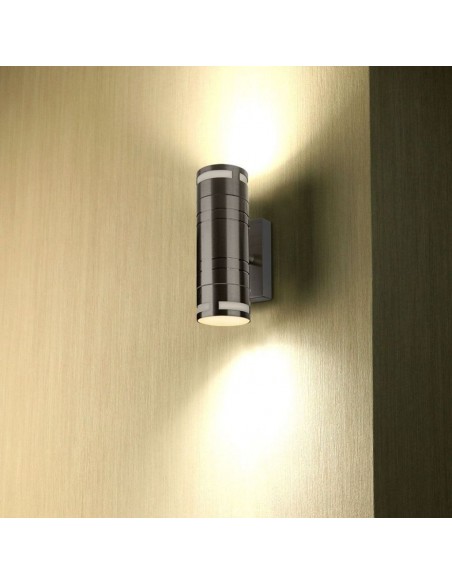 7504-Portafaretto LED Doppio da Muro xGU e GU MR in Acciaio Inox IP-3