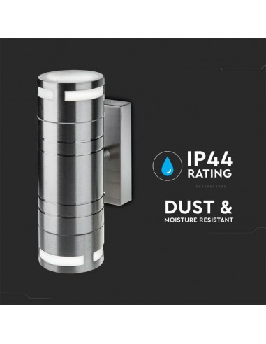 7504-Portafaretto LED Doppio da Muro xGU e GU MR in Acciaio Inox IP-5