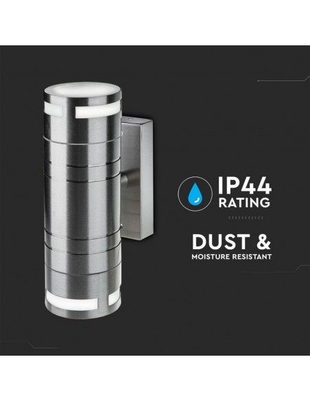 7504-Portafaretto LED Doppio da Muro xGU e GU MR in Acciaio Inox IP-5