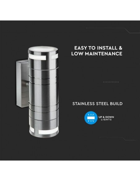 7504-Portafaretto LED Doppio da Muro xGU e GU MR in Acciaio Inox IP-6