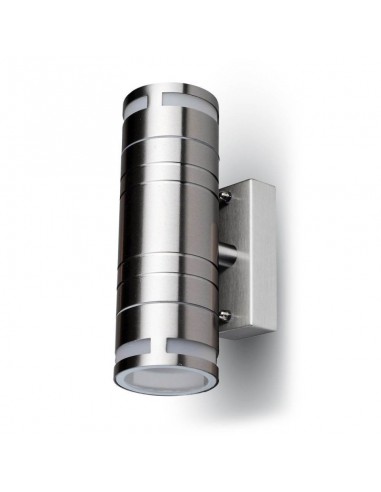 7504-Portafaretto LED Doppio da Muro xGU e GU MR in Acciaio Inox IP-7