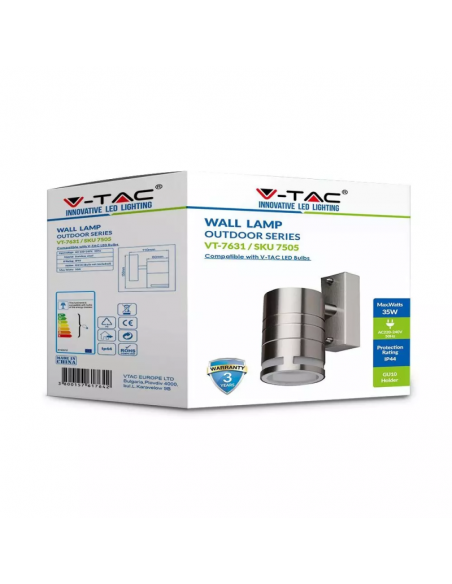 7505-Portafaretto LED da Muro Rotondo GU Max  Colore Metallico IP-2