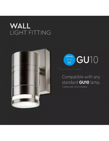 7505-Portafaretto LED da Muro Rotondo GU Max  Colore Metallico IP-6