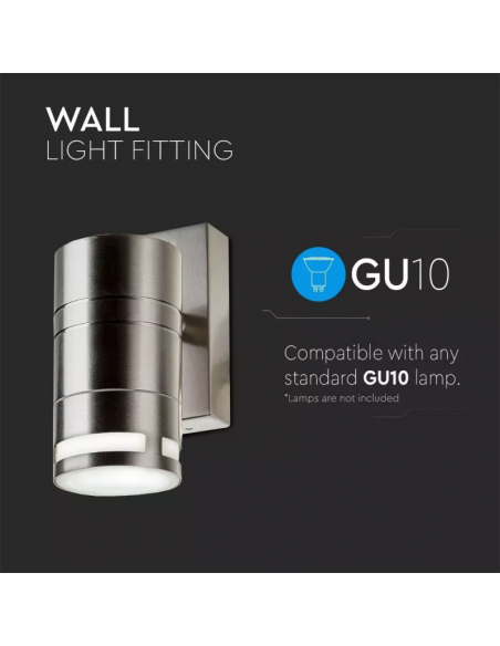 7505-Portafaretto LED da Muro Rotondo GU Max  Colore Metallico IP-6