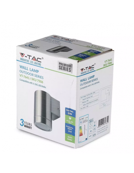 7506-Portafaretto LED da Muro Rotondo GU Max  Colore Metallico IP-2