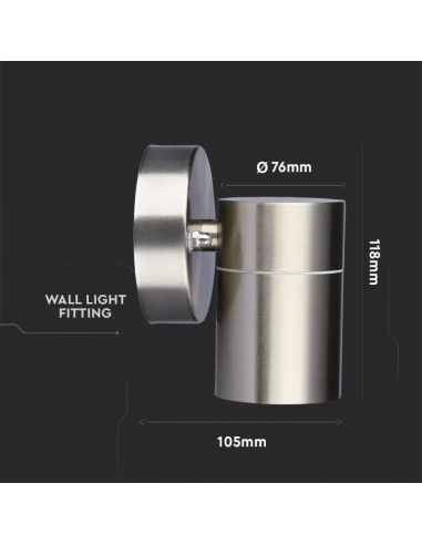 7506-Portafaretto LED da Muro Rotondo GU Max  Colore Metallico IP-3