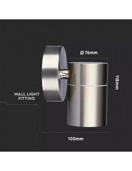 7506-Portafaretto LED da Muro Rotondo GU Max  Colore Metallico IP-3