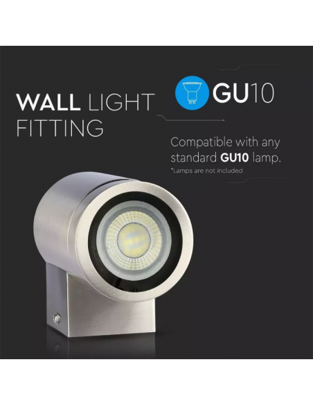 Portafaretto LED da Muro Rotondo GU10 (Max 35W) Metallico IP44