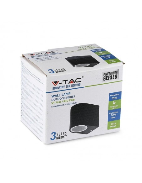 7508-Portafaretto LED da Muro Rotondo GU Max  Colore Nero IP-2