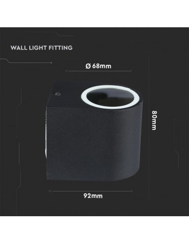 7508-Portafaretto LED da Muro Rotondo GU Max  Colore Nero IP-3