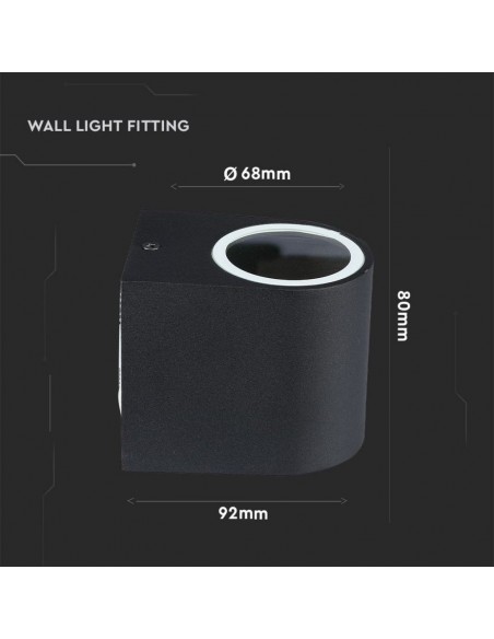 7508-Portafaretto LED da Muro Rotondo GU Max  Colore Nero IP-3