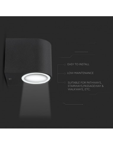 7508-Portafaretto LED da Muro Rotondo GU Max  Colore Nero IP-7