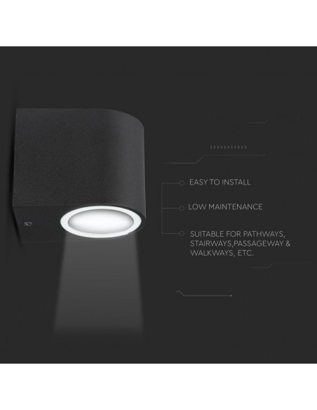 7508-Portafaretto LED da Muro Rotondo GU Max  Colore Nero IP-7