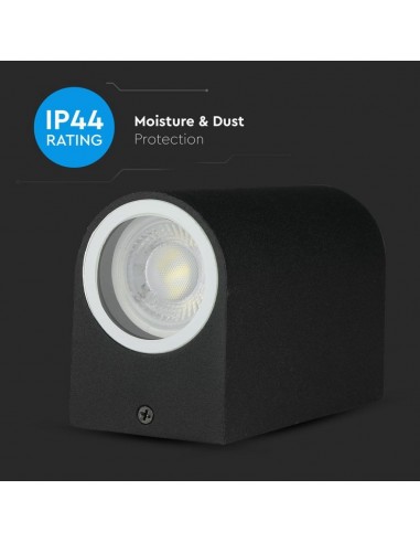 7509-Portafaretto LED Doppio da Muro xGU e GU MR Arrotondato in Alluminio Colore Nero IP-7