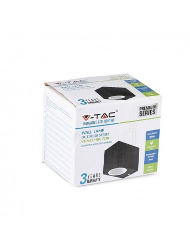 7510-Portafaretto LED da Muro Quadrato GU Max  Colore Nero IP-2